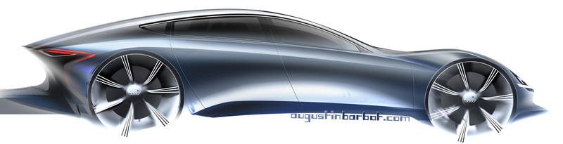 Augustin BARBOT - AUDI E-TRON electric design sideview sketch